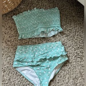 cute strapless high waisted swimsuit